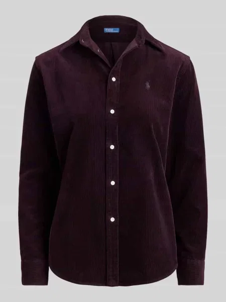 Bluzka koszulowa o kroju regular fit z czystej bawełny Polo Ralph Lauren fioletowa