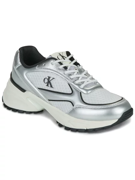 Superge Calvin Klein Jeans z vezalkami z mrežo siva