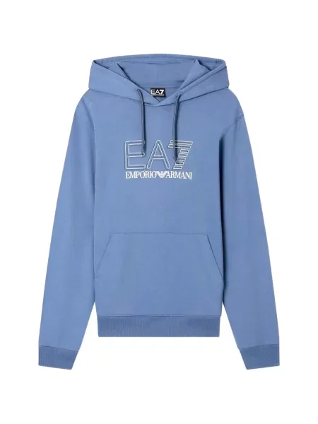 Hanorac cu glugă Ea7 Emporio Armani cu imagine cu cordon albastru