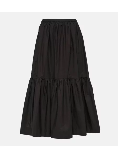 Fustă midi Ganni până la genunchi din poplin negru