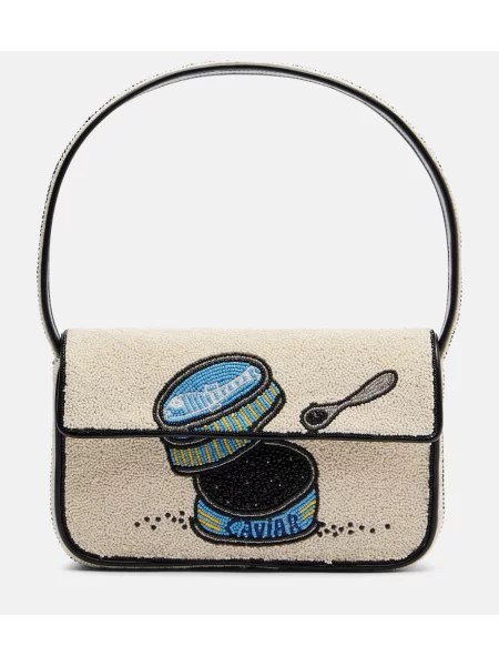 Geantă Staud cu mărgele alb