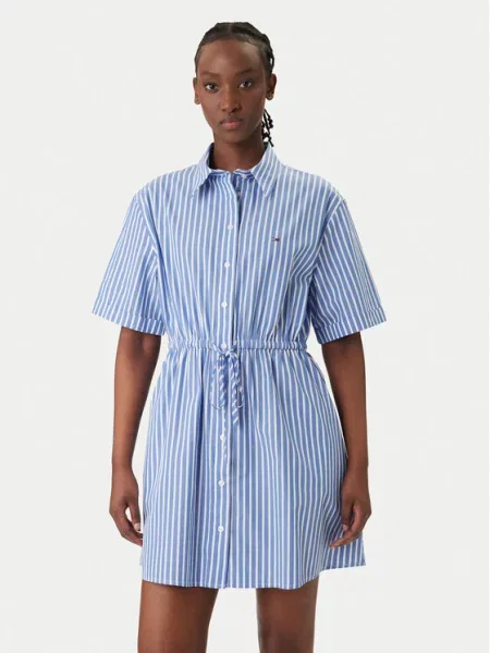 Tommy Jeans Rochie tip cămașă albastru