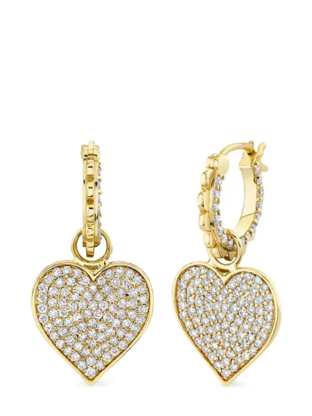 Обеци Sydney Evan със сърца жълто