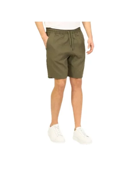 Lniane bermudy Emporio Armani zielone