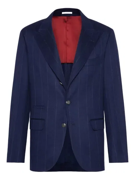 Ριγέ μπλέιζερ Brunello Cucinelli μπλε