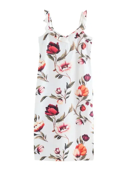 Next Rochie verde / portocaliu / roșu alb