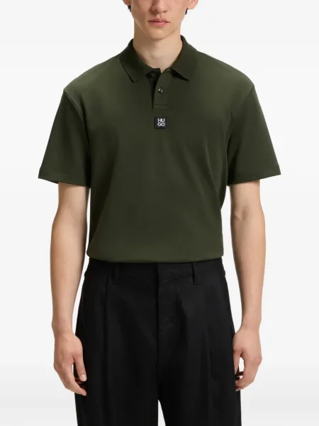 Tricou polo Hugo cu autograf verde