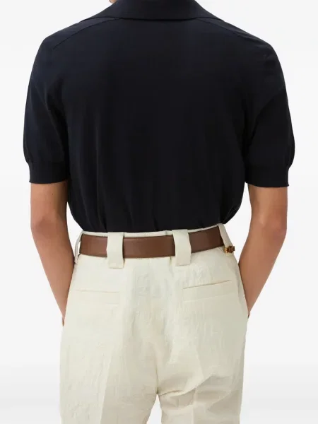 Tricou polo Versace de mătase albastru