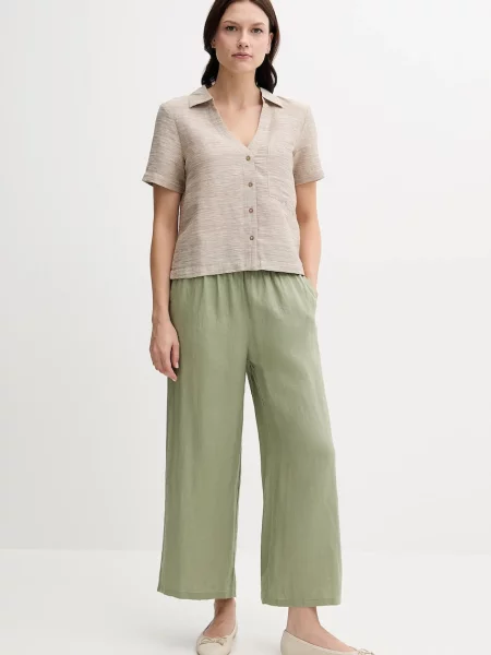 Сорочка з домішкою льону United Colors of Benetton regular класичний комір бежевий