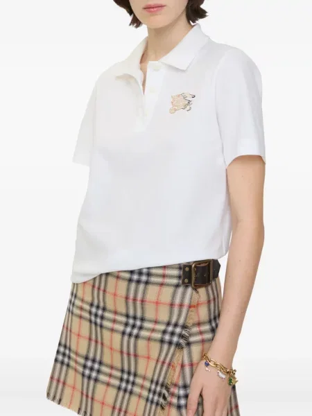 Tricou polo Burberry cu broderie alb