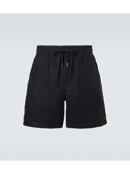 Lanene kratke hlače Polo Ralph Lauren črna