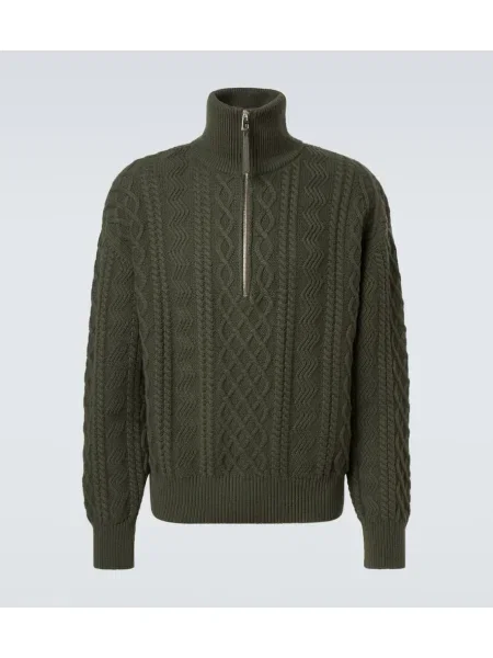 Heláncă Loewe de lână de jumătate de fermoar verde