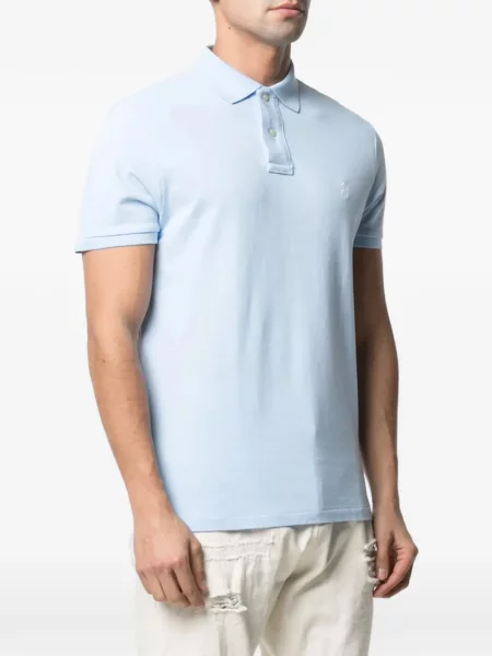 Пуловер Polo Ralph Lauren с автограф с връзки с кръгло деколте синьо