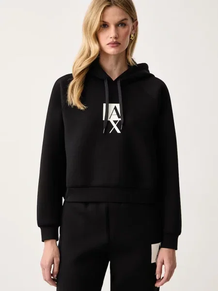 Armani Exchange hanorac cu glugă pentru femei negru