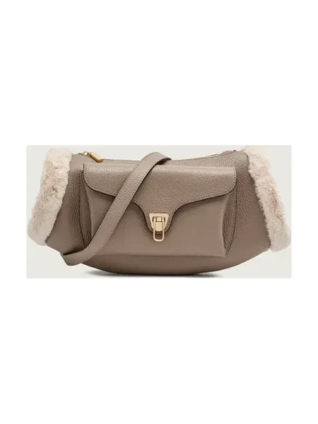 Coccinelle De piele geantă pe umăr BEAT | shearling bej