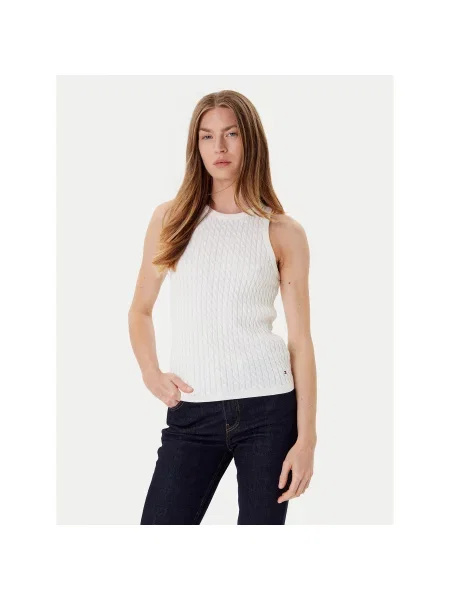 Tommy Hilfiger Top Écru Slim Fit