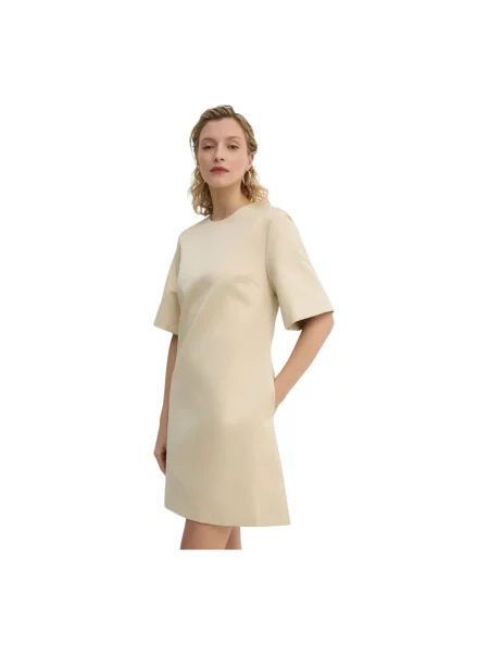 Lniana sukienka By Malene Birger beżowa