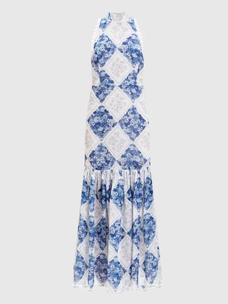 Сукня міді з рамі в принт Twinset біла