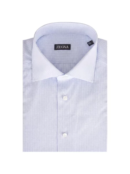 Lung cămașă Zegna în carouri alb