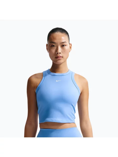 Tricou pentru femei Nike One Fitted Dri-Fit Cropped Tank thunder university blue/white alb