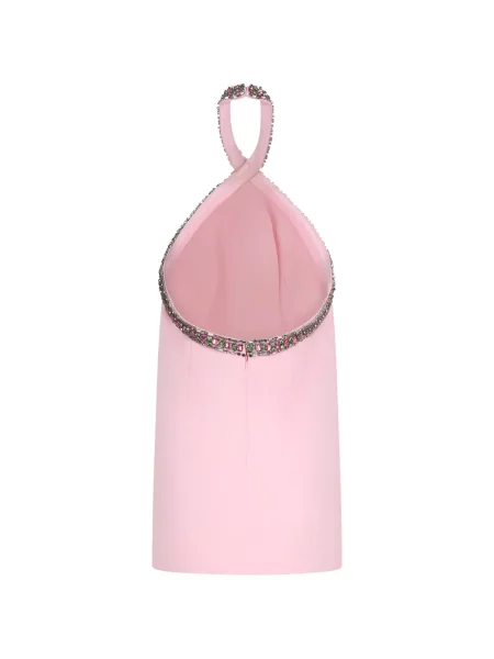 Rochie Retrofete cu gât halter roz