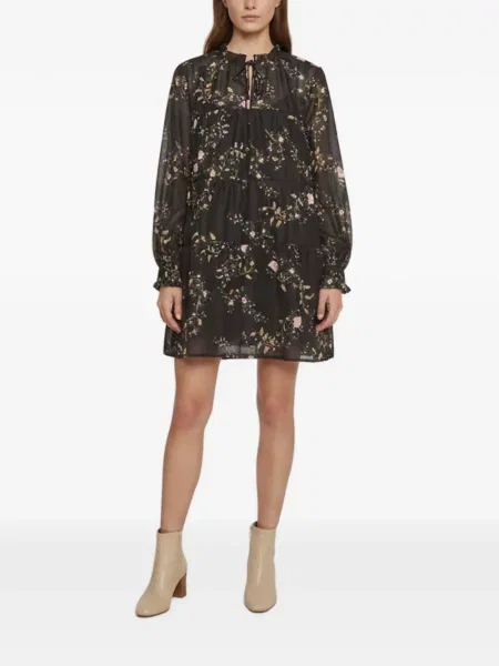 Lung rochie mini Allsaints cu model floral cu imagine negru