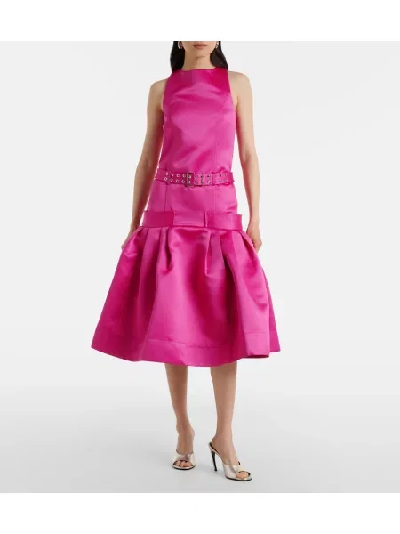 Rochie midi Ganni din satin roz