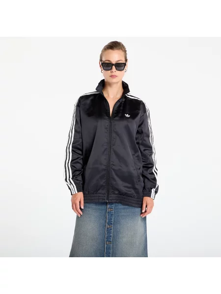 Σατέν ριγέ τρέξιμο τοπ Adidas Originals μαύρο