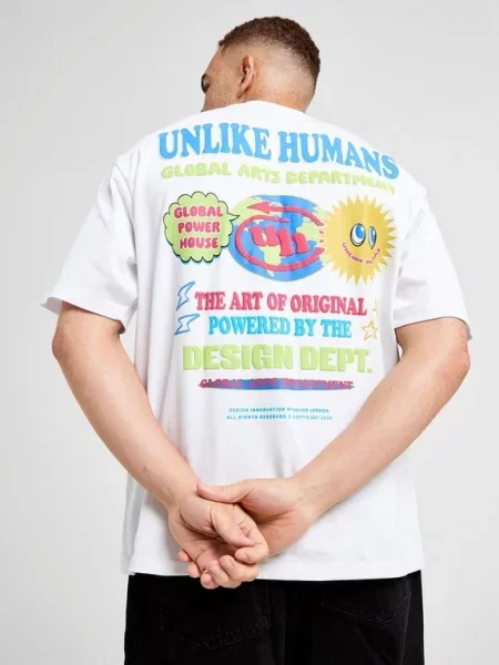 Unlike Humans T-Shirt Globe Dept Tee Wht-Wht czarna