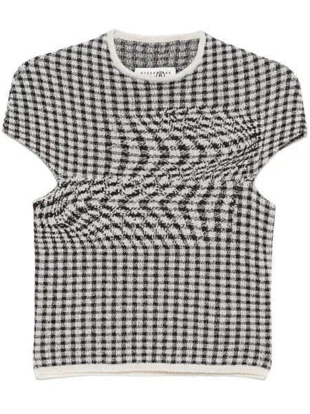 Tricou Mm6 Maison Margiela în carouri negru