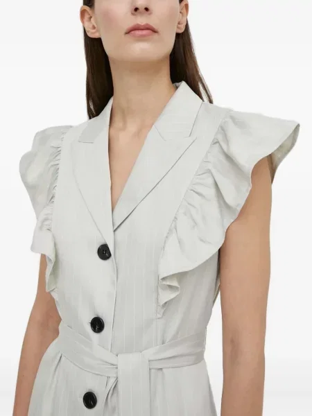 Rochie mini Bruuns Bazaar cu dungi cu volane de costum gri