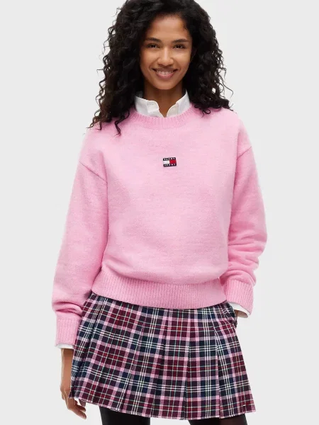 Пушистый свитер Tommy Jeans розовый