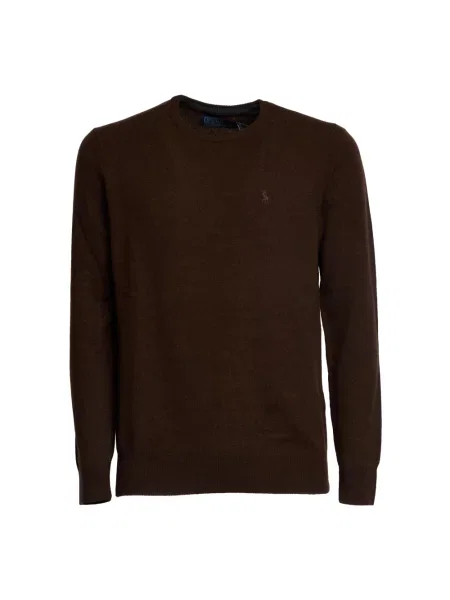 Polo Ralph Lauren Swetry Mężczyzna Wełna Logo Wool Sweater brązowy
