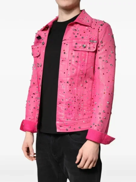 Geacă de blugi Dolce & Gabbana cu tepi roz