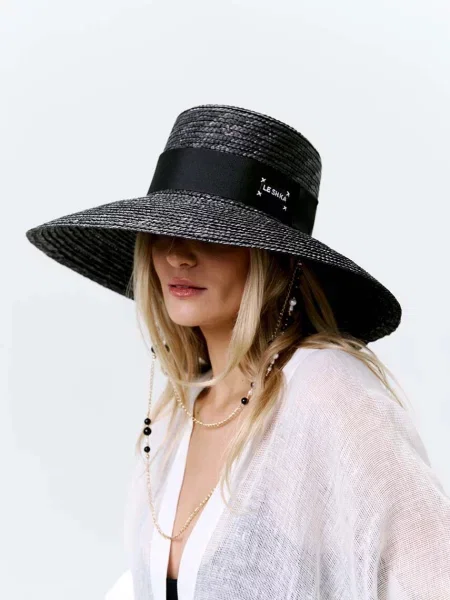 Šešir LE SH KA headwear Black Straw Veil BLackStrawVeil crna