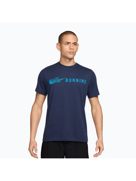 Tricou de alergare pentru bărbați Nike Dri-Fit Running T-Shirt midnight navy/light current blue albastru