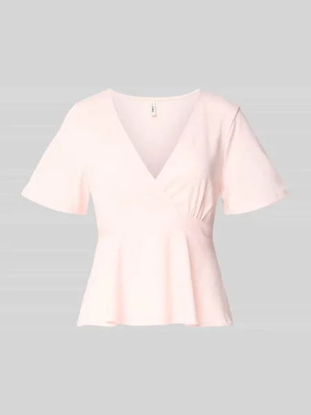 Bluzka o kroju regular fit w kopertowym stylu model PELLY' Only różowa