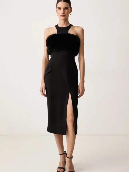Karl Lagerfeld rochie halter cu lână negru