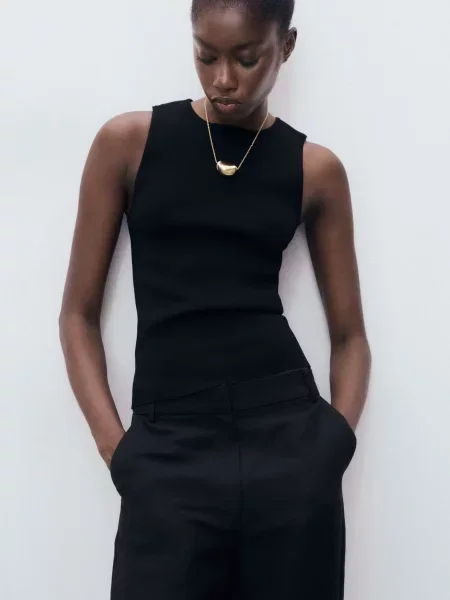 Майка MANGO темно-коричневий віскоза/поліамід коричнева