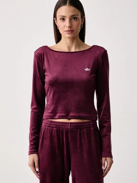 Tricou cu mânecă lungă Adidas Originals din velur