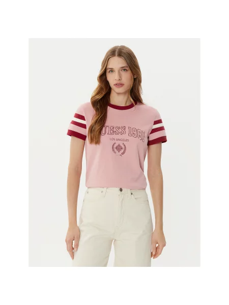 Guess Majica Regular Fit roza