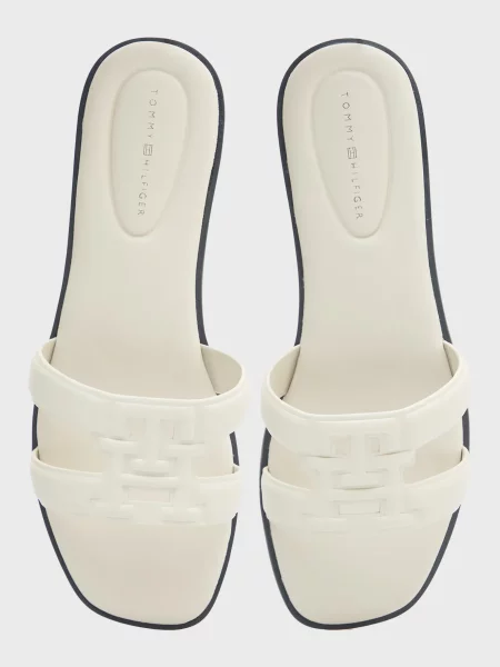 Кожаные шлепанцы Tommy Hilfiger с ремешками с автографом белые