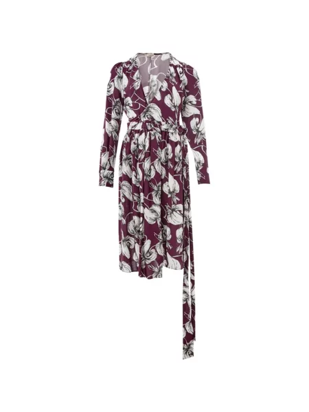 Rochie Lardini cu model floral cu imagine asimetrică violet