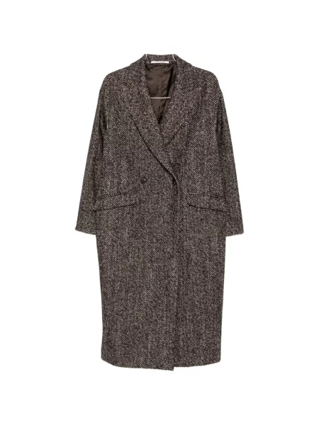 Palton Tagliatore cu model herringbone cu două rânduri de nasturi maro