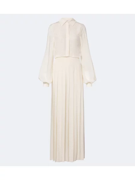 Rochie maxi Fendi de mătase alb