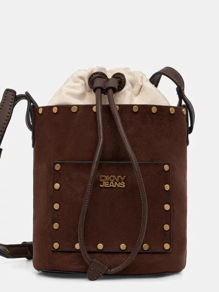 DKNY kabelka typu vak dámska z imitácie semišu PAYTON hnedá