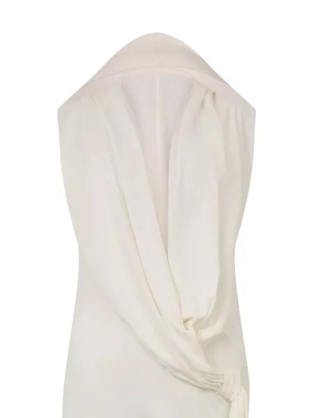 Rochie maxi Alberta Ferretti cu glugă alb