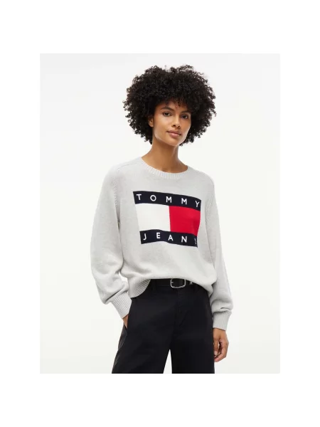 Sveter Tommy Jeans sivá