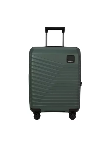 Lniana walizka Samsonite zielona