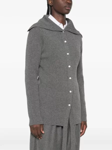 Gulerat cardigan System tricotate gri